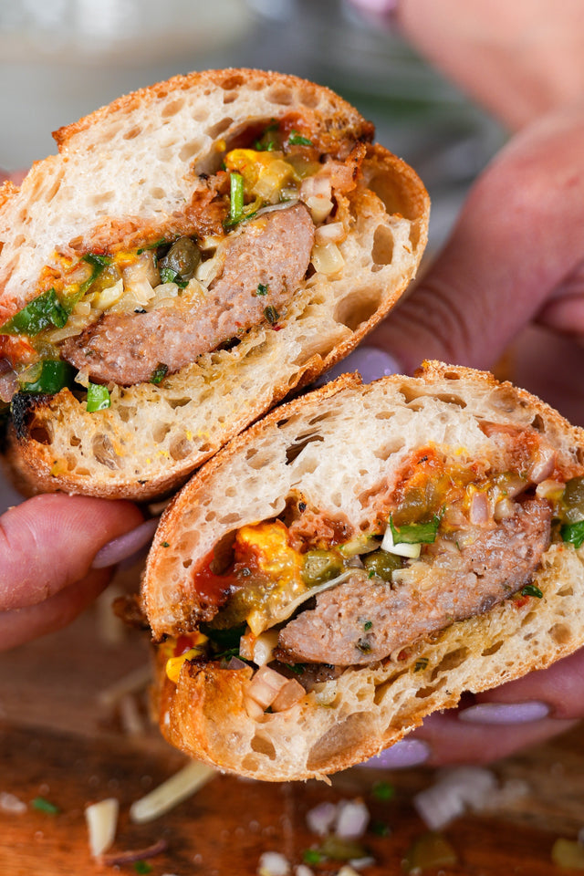 Loaded Snags in Hot Dog Rolls (BBQ Sausage Subs)