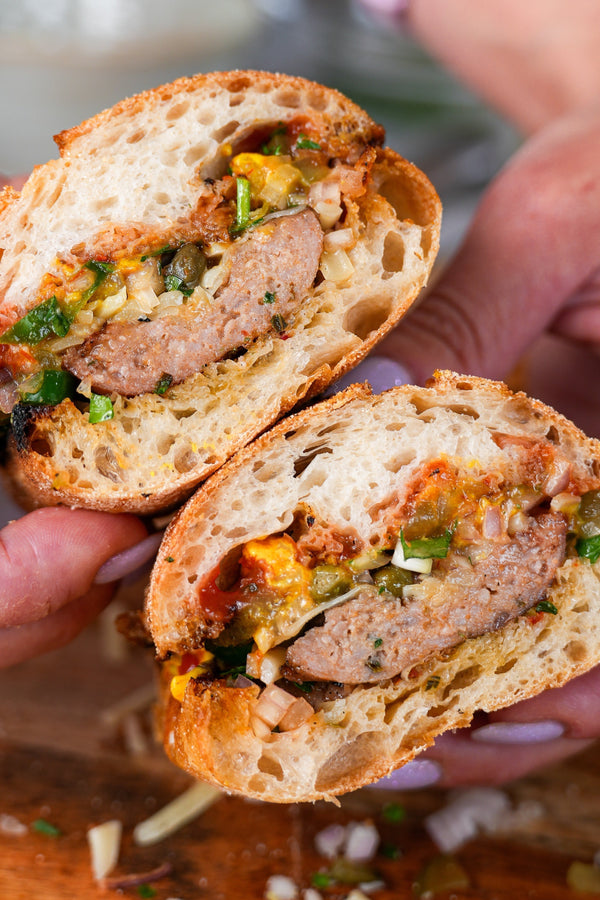 Loaded Snags in Hot Dog Rolls (BBQ Sausage Subs)