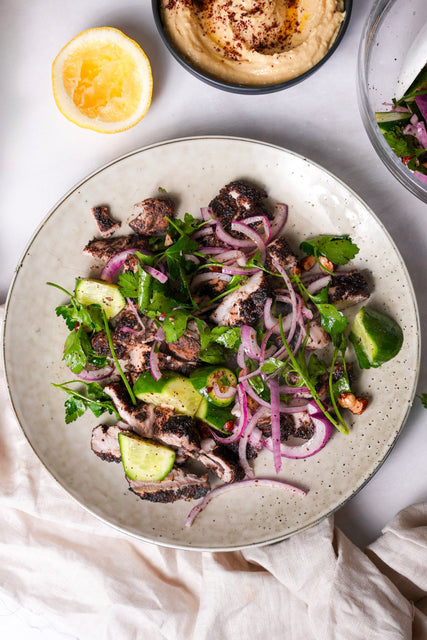 Air Fryer Sumac Chicken Thighs with Fresh Parsley Salad