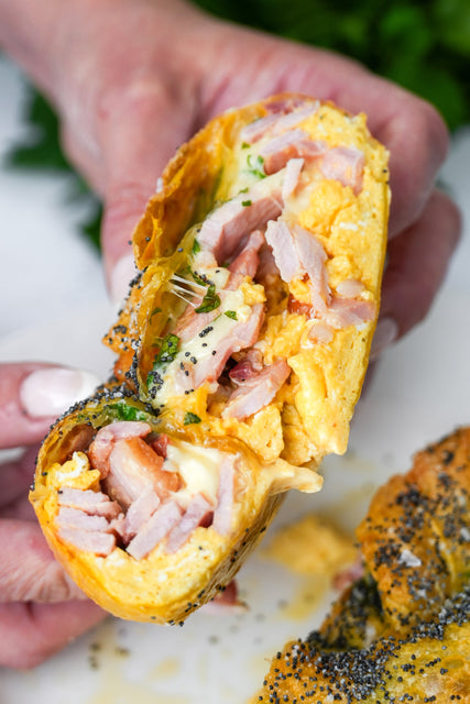 Crispy Bacon & Egg Rice Paper Scroll