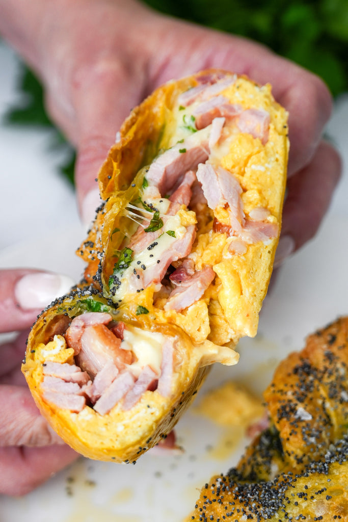 Crispy Bacon & Egg Rice Paper Scroll