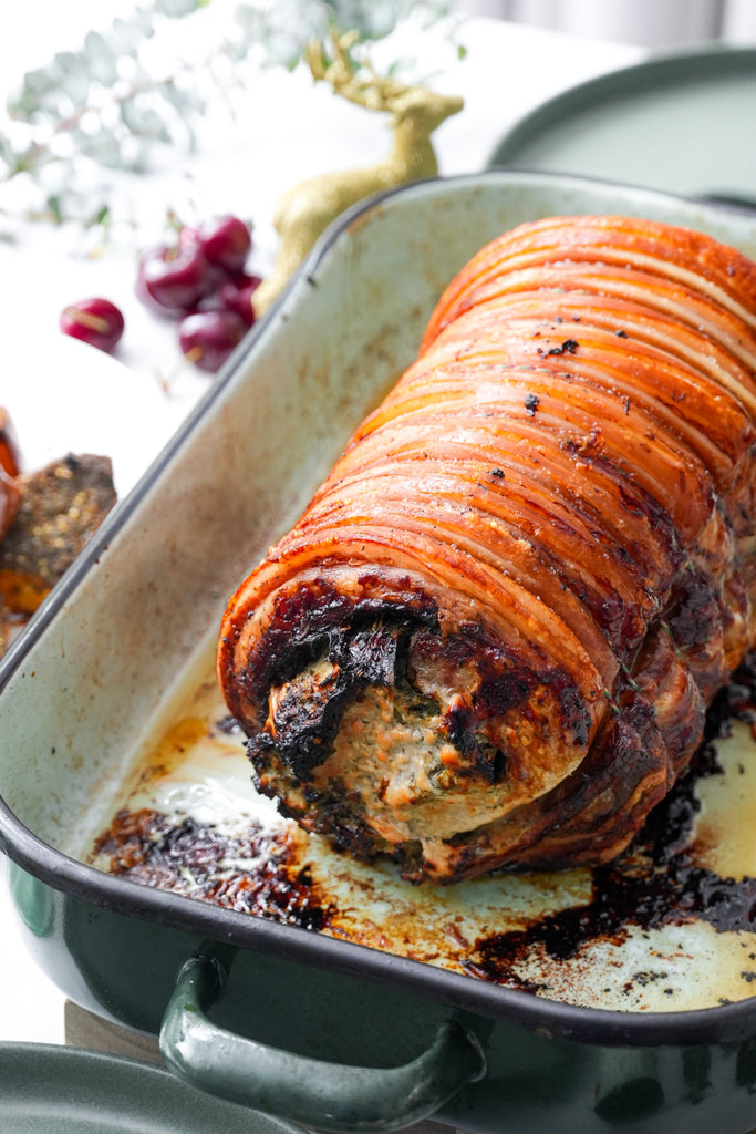 Crispy Christmas Porchetta with Pumpkin & Roast Potatoes