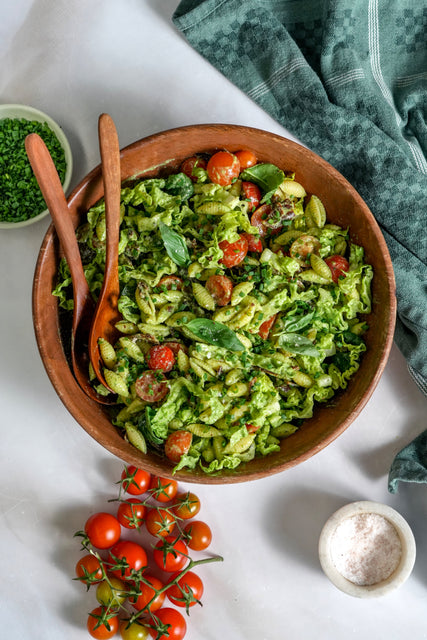 BLT Pasta Salad with Basil Pesto Dressing