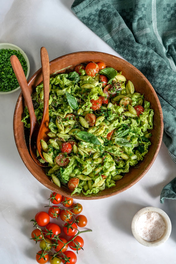 BLT Pasta Salad with Basil Pesto Dressing