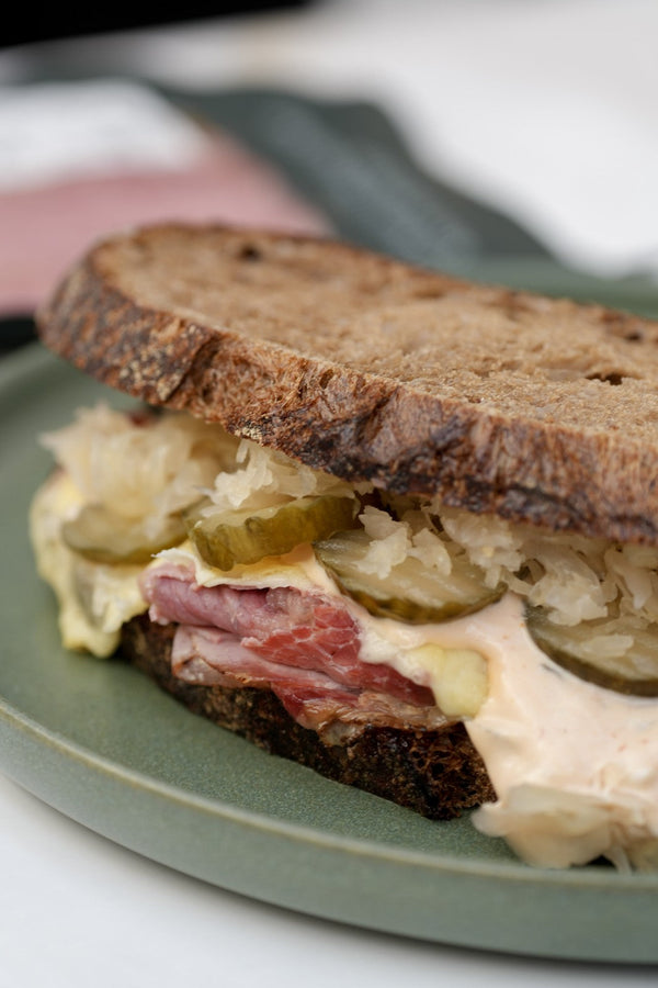 Pastrami Reuben with Swiss Cheese and Russian Dressing