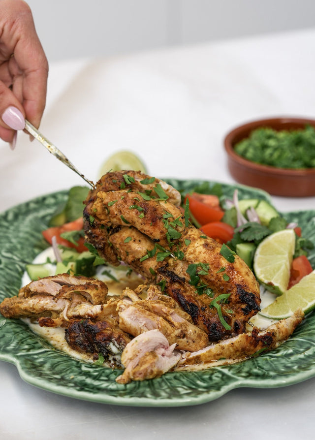 Tandoori Chicken Skewers with Coriander Salad