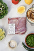The Lucky Pig pack of two skinless chicken thigh fillets with yoghurt marinade, lemon and salad ingredients