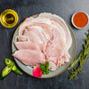 Sliced leg ham on a plate